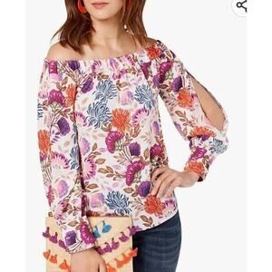 INC International Concepts Lovely Lobelia  Floral Top 1XL NWT